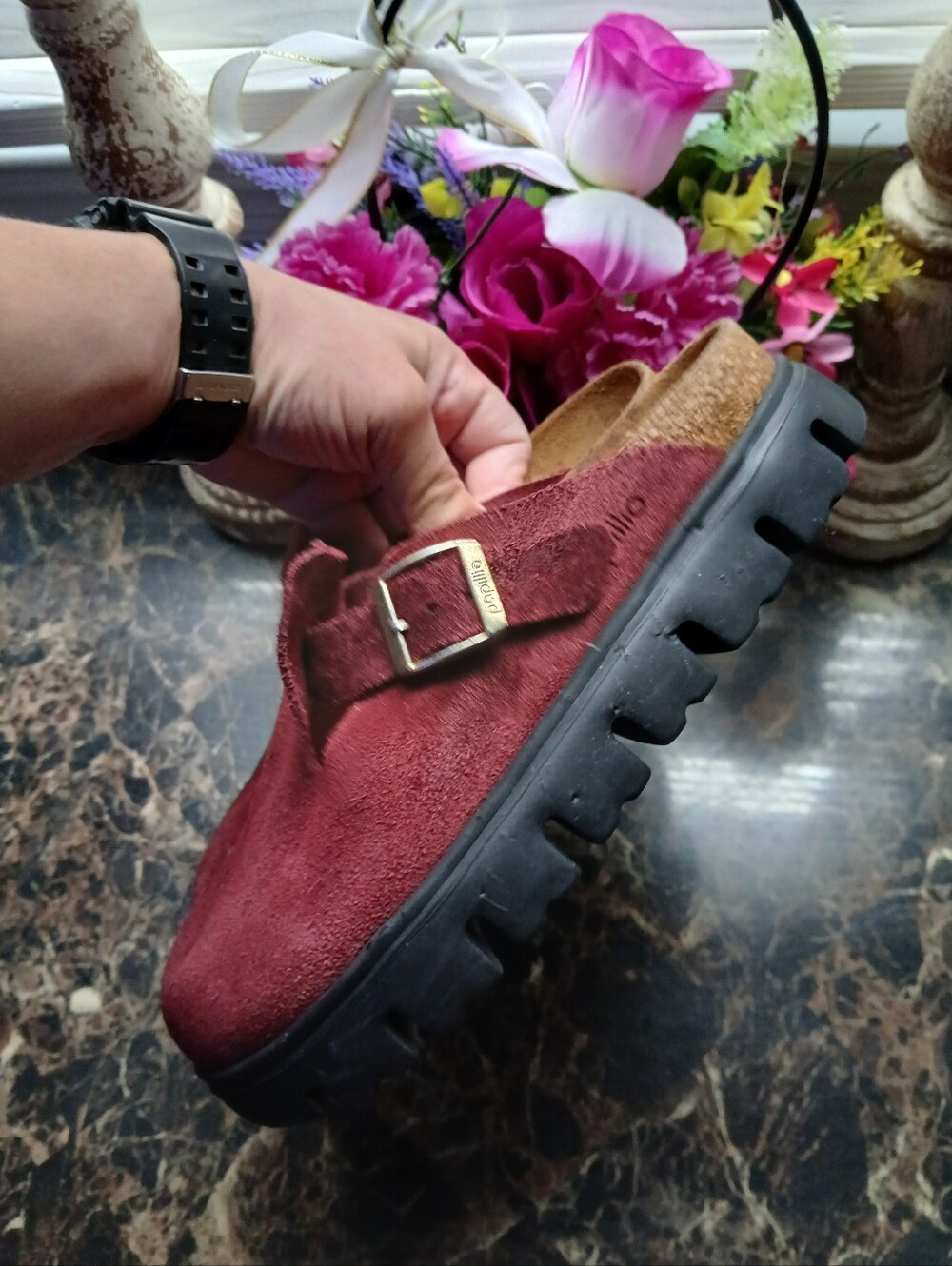 Papillio X Birkenstock Boston Chunky Leather Suede Platform Sandals  39 EU Wom
